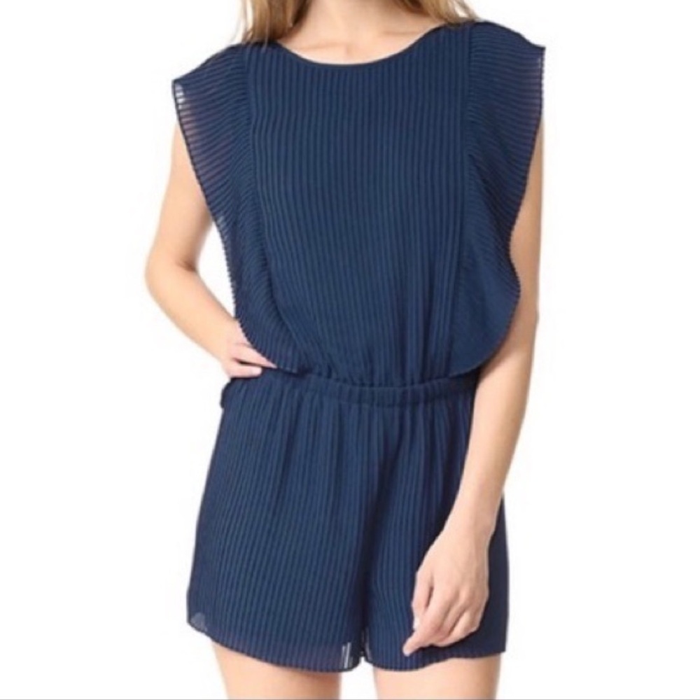 CLUB MONACO Jonet Romper Pleated Sheer Open Back In Rajasthan Navy Size 4 - Picture 12 of 12